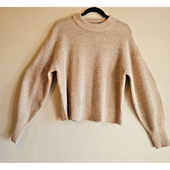 Quince Sweaters - Quince size XL tan Merino Wool Alpaca Blend Pullover Sweater  pointelle detail
